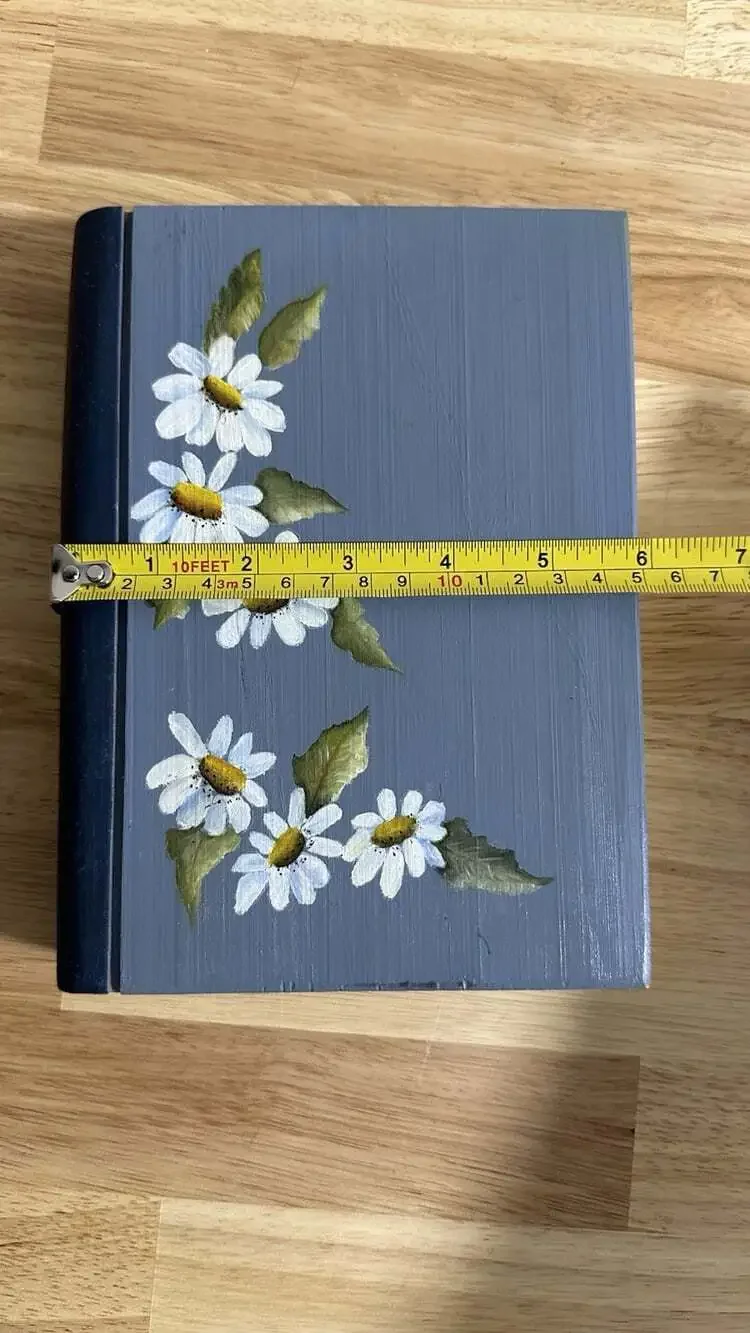 Hand Painted Solid Wood Decorative Book Floral Decor